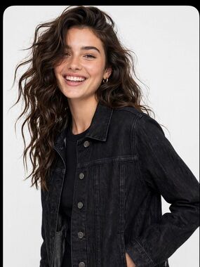 Women With Control Black Jean Jacket